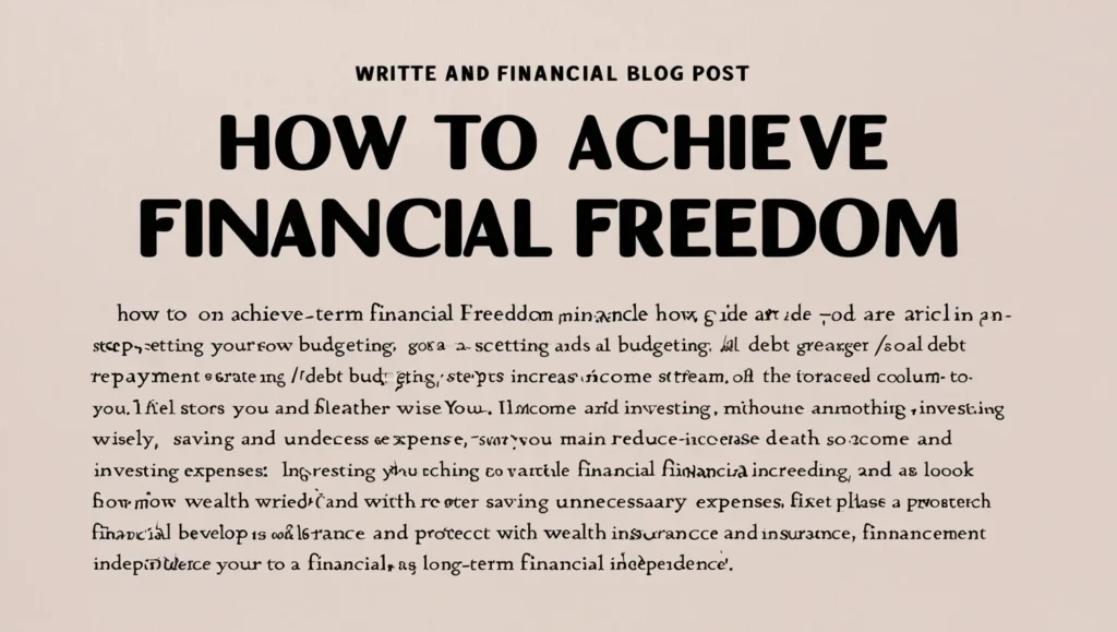 How to Achieve Financial Freedom